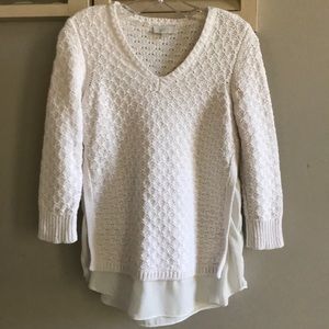 Loft cream colored mixed media sweater